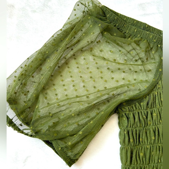 Torrid Dot Mesh Square Neck Smocked Crop Top - Picture 5 of 8